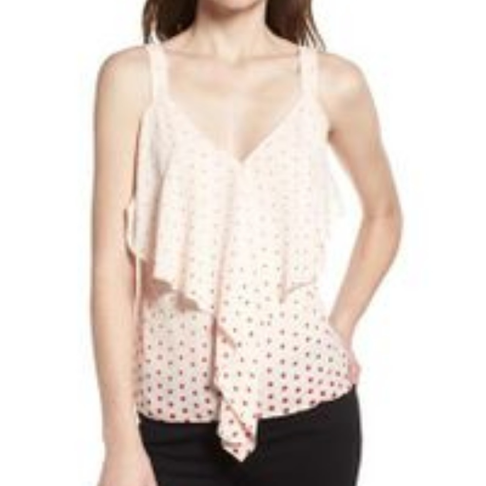 Trouve Peach Pink Draped Front Tank Top Cami L